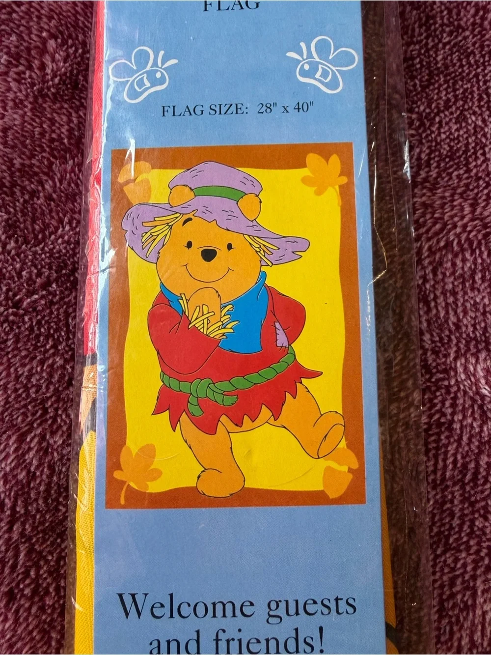 Pooh Scarecrow Wall Tapestry Flag - Yellow